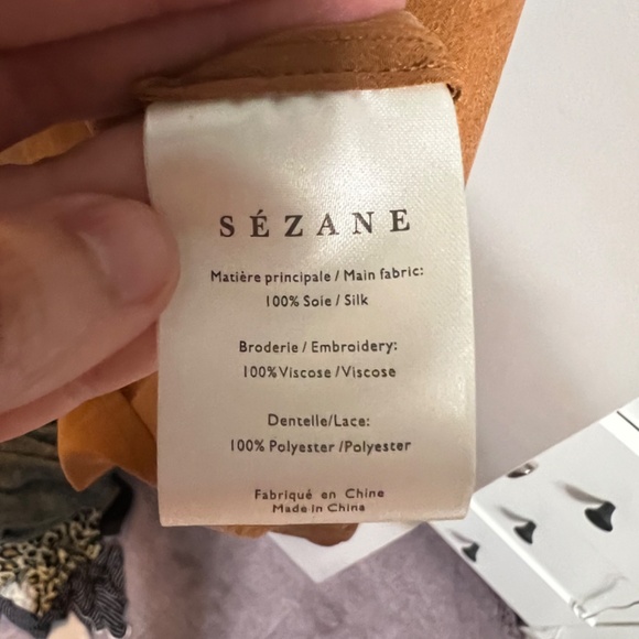 Sezane Tan Blouse with Scalloped Trim - Picture 5 of 10